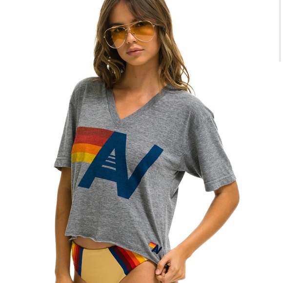 Aviator Nation Tops - 🔥 AVIATOR NATION LOGO BOYFRIEND VNECK TEE - HEATHER GREY